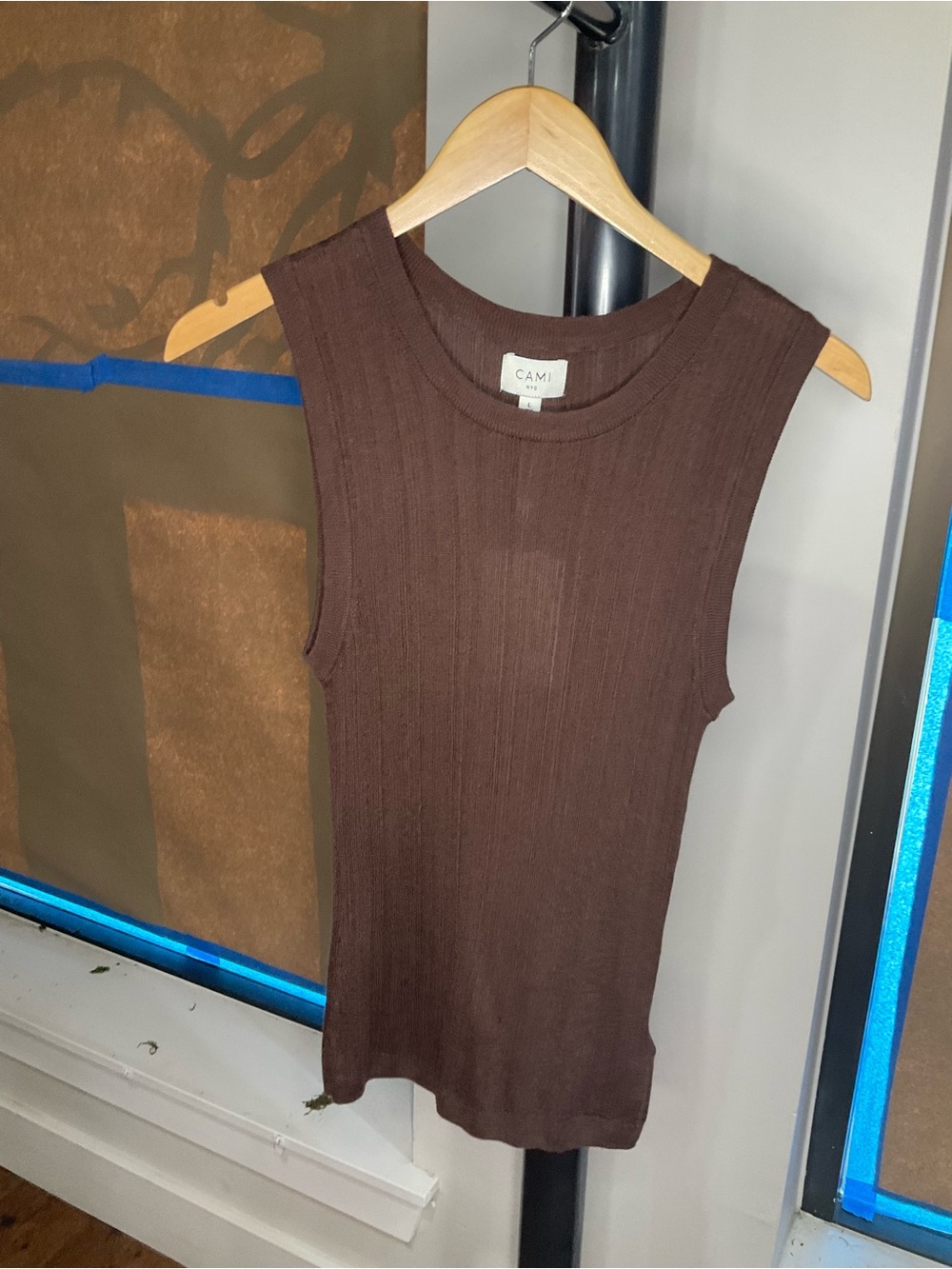 Cami NYC Ribbed Sleeveless Tank Top - Brown